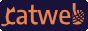 A image that reads Catweb. The B in the word is a ball of yearn. It links to the catweb webring.