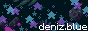colored star patterns on a black background, with the text deniz.blue