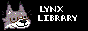 a drawing of a cartoon lynx face next to the text lynx library