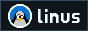 A cartoonish penguin is on the left in a white circle. Next to it is the text 'Linus'. The background is blue.