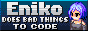 "Eniko does bad things to code" and a girl with blurple hair.