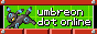 A button a striped teal background, an umbreon sprite, and the text "umbreon dot online" in white